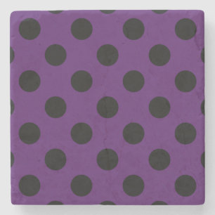 Dessous-de-verre En Pierre Pois noirs sur prune violette