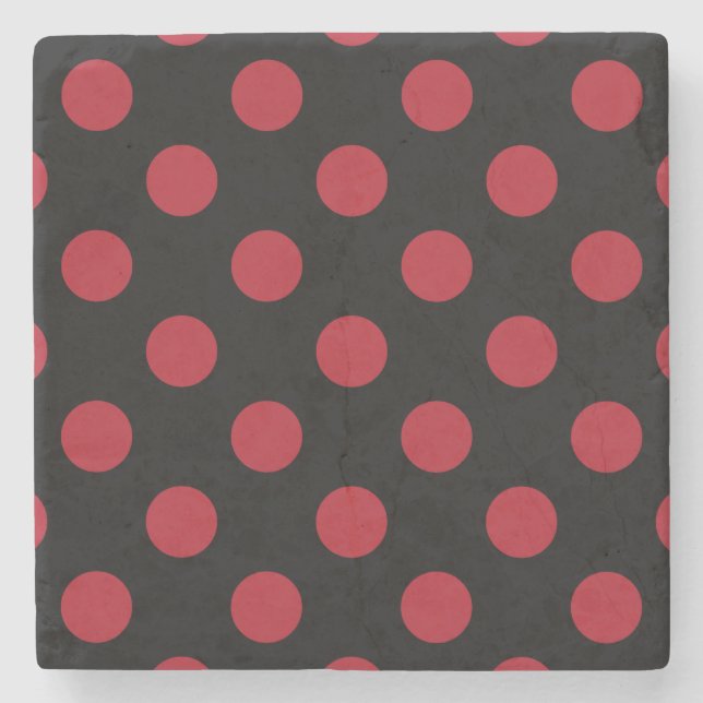 Dessous-de-verre En Pierre Pois rouge et noir (Devant)