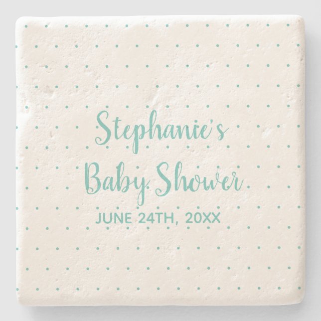 Dessous-de-verre En Pierre Pois Turquoise Bleu Blanc Garçon Baby shower fille (Devant)