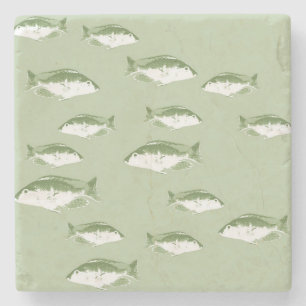 Dessous-de-verre En Pierre Poisson vert olive