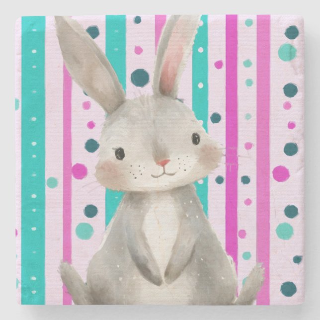 Dessous-de-verre En Pierre Polka Dot Bunny Délice (Devant)