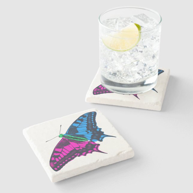 Dessous-de-verre En Pierre Polysexual Pride Flag Swallowtail Butterfly (Côté)