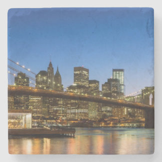 Dessous-de-verre En Pierre Pont de Manhattan et de Brooklyn au crépuscule