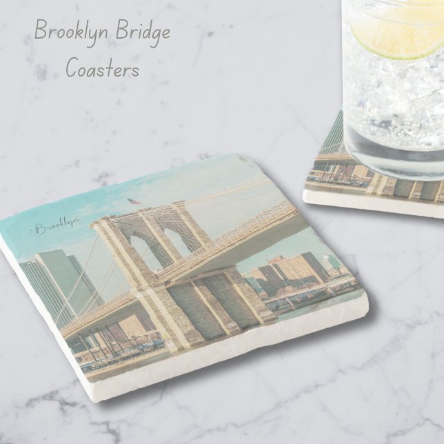 Dessous-de-verre En Pierre Pont New York Brooklyn (NY Brooklyn Bridge Coasters)
