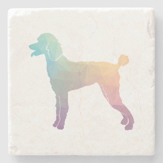 Dessous-de-verre En Pierre Poodle Geo Silhouette Pastel (Devant)