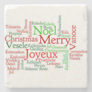 Dessous-de-verre En Pierre Porte-verre en marbre de Noël, Joyeux Noël