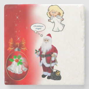 Dessous-de-verre En Pierre Porte-verre en marbre de Noël, Père Noël