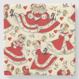 Dessous-de-verre En Pierre Porte-verre en marbre de Noël, Vintage