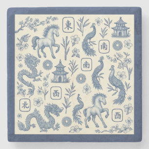 Dessous-de-verre En Pierre Porte-verre en pierre Toile Mahjong de l'année du 