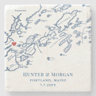 Dessous-de-verre En Pierre Portland Maine Destination Mariage Faveur