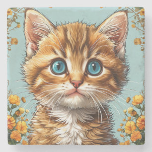 Dessous-de-verre En Pierre Portrait de chaton mignon
