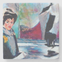 Portrait de femme vintage avec Arrière - plan Abst