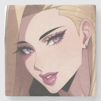 Dessous-de-verre En Pierre Portrait de fille Webtoon blonde glamour