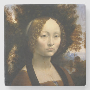 Dessous-de-verre En Pierre Portrait de Ginevra de Benci par Leonardo da Vinci