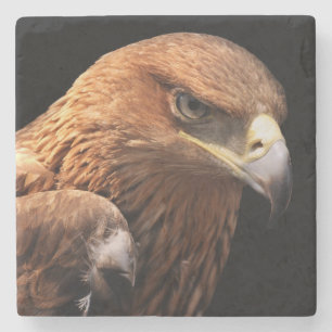 Dessous-de-verre En Pierre Portrait d'Eagle d'isolement sur le noir