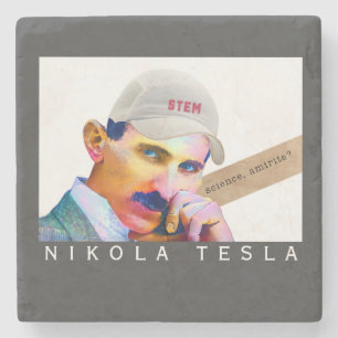 Dessous-de-verre En Pierre Portrait drôle de Tesla