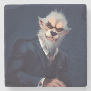 Dessous-de-verre En Pierre Portrait d'un loup-garou en costume