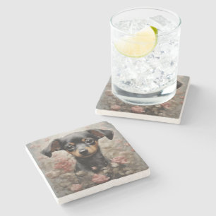 Dessous-de-verre En Pierre Portraits de race de chien fleur 11