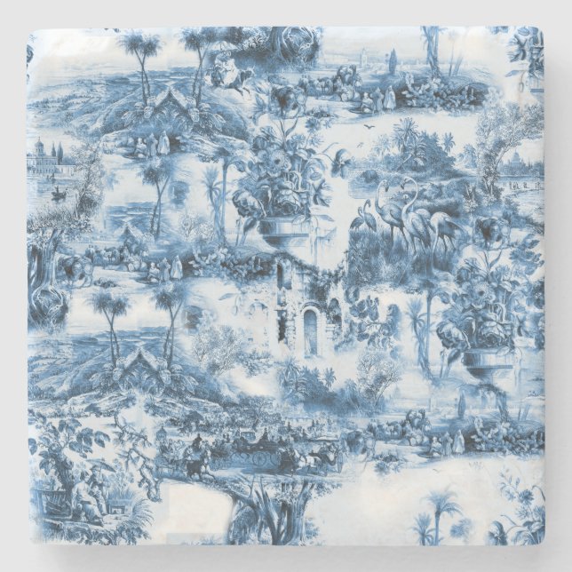 Dessous-de-verre En Pierre Portugais bleu tuiles romantique scène motif (Devant)