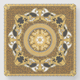 Dessous-de-verre En Pierre Poster de animal Golden Scrolls soie