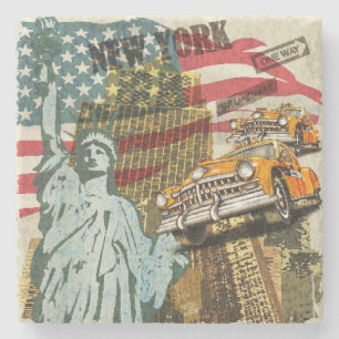 Dessous-de-verre En Pierre Poster de voyage new-yorkais vintage.