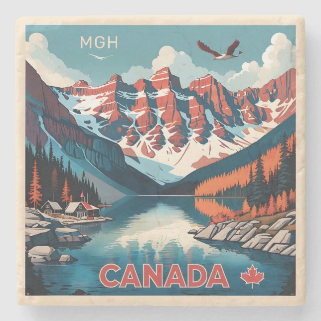 Dessous-de-verre En Pierre Poster de voyage sur mesure Monogramme Canada (Devant)