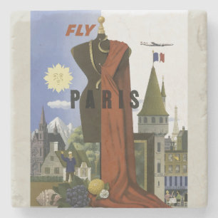 Dessous-de-verre En Pierre Poster du Vintage voyage Fly Paris France