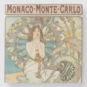 Dessous-de-verre En Pierre Poster Mont-Carlo vintage par Alphonse Mucha