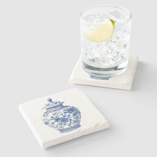 Dessous-de-verre En Pierre Pot à motifs Toile De Jouy en Chinoiserie