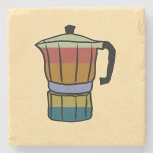 Dessous-de-verre En Pierre Pot Moka Retro