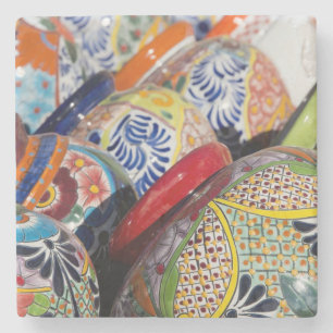 Dessous-de-verre En Pierre Poteries mexicaines traditionnelles colorées peint