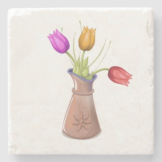 Dessous-de-verre En Pierre Pots de fleurs (Devant)