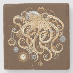 Dessous-de-verre En Pierre Poulpe Steampunk Rétro Fantastique Mécanique