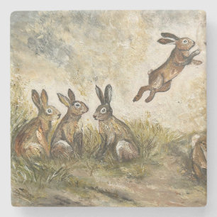 Dessous-de-verre En Pierre Prairie de Douceur Céleste Lièvre Fantaisiste Fami