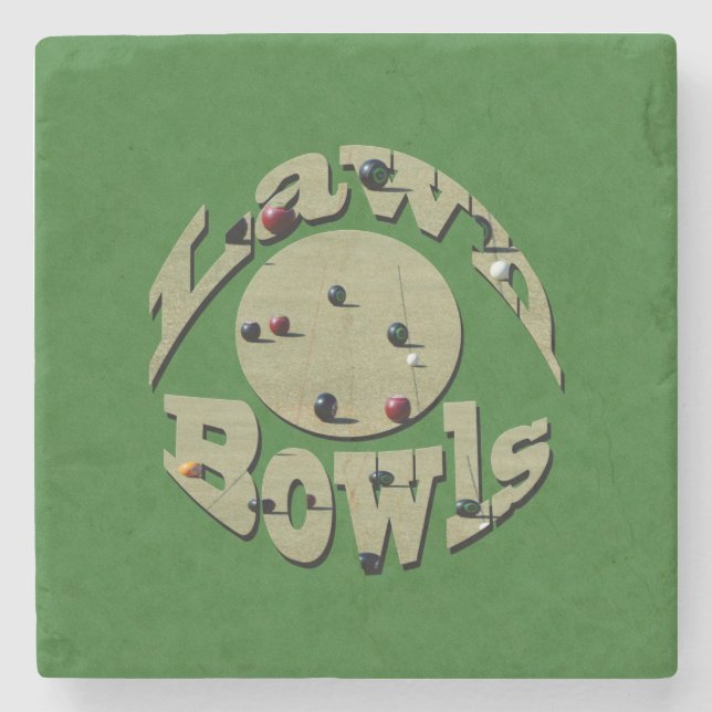 Dessous-de-verre En Pierre Précision Classique : Logo de boules de pelouse ci (Devant)