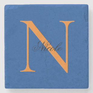 Dessous-de-verre En Pierre Premier monogramme manuscrit propre nom Deep Blue