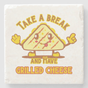 Dessous-de-verre En Pierre Prenez une pause et mangez du fromage grillé