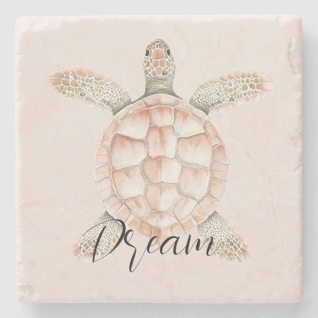 Dessous-de-verre En Pierre Pretty Peach Sea Turtle Dream (Devant)