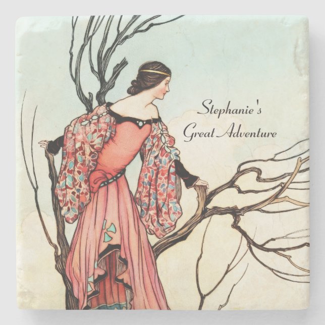 Dessous-de-verre En Pierre Princesse de Conte de Fées Vintage Univers de Rêve (Devant)