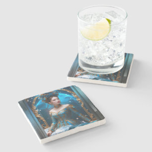 Dessous-de-verre En Pierre Princesse Du Rose Bleu Art IA par Xzendor7