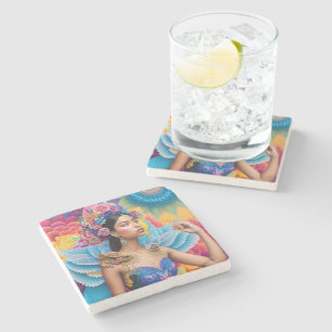 Dessous-de-verre En Pierre Princesse élégante avec des ailes 