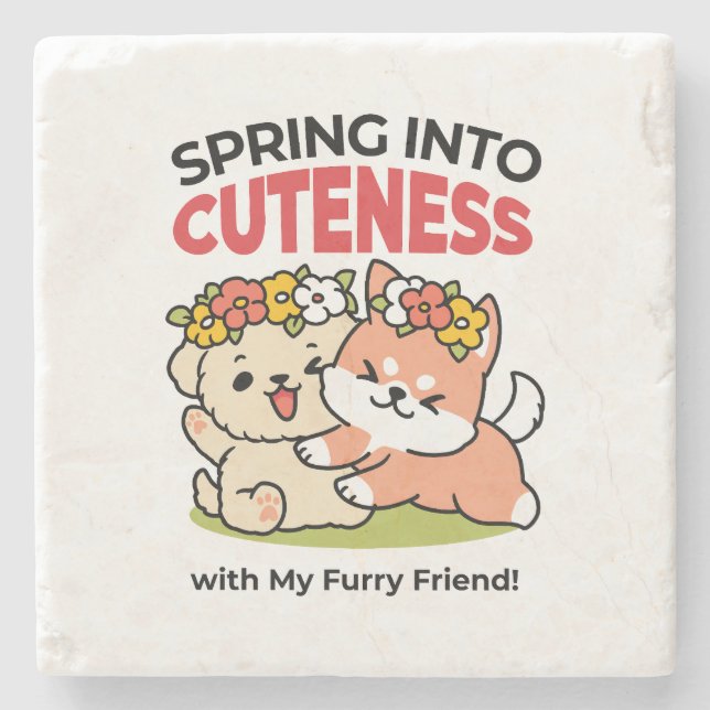 Dessous-de-verre En Pierre Printemps dans la laideur - Illustration de chien  (Devant)