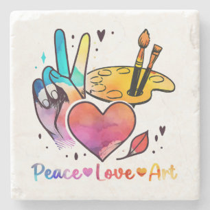Dessous-de-verre En Pierre Professeur D'Art Peace Love Art Pour Artistes Et P