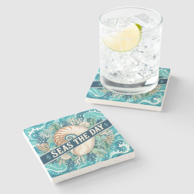 Dessous-de-verre En Pierre Profitez de la Mer (Côté)