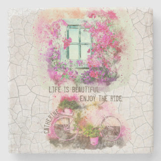 Dessous-de-verre En Pierre Profitez De La Promenade | Vélo Aquarelle Avec Fle