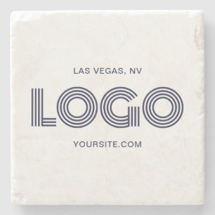 Dessous-de-verre En Pierre Promo de logo rectangulaire moderne bleu foncé