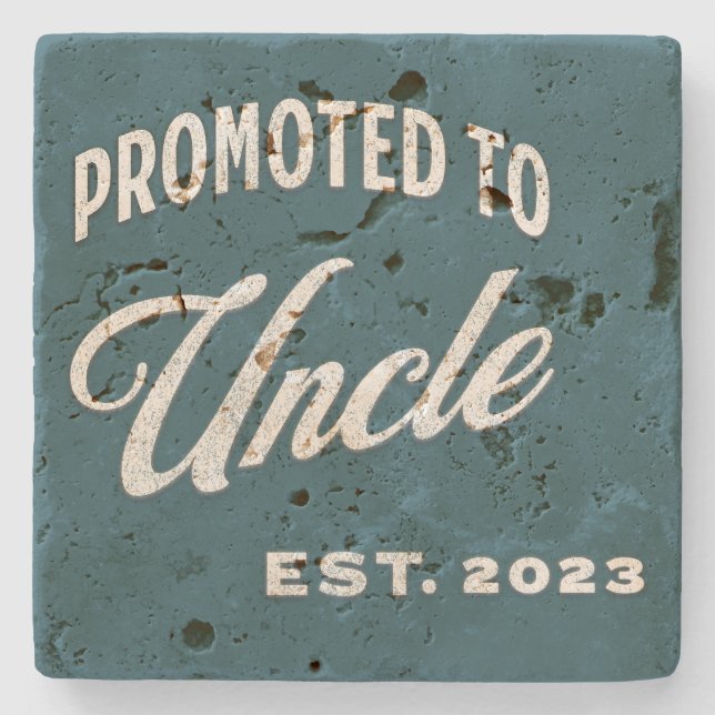 Dessous-de-verre En Pierre Promu À Oncle Est. 2023 Pour Oncle Première Fois (Devant)