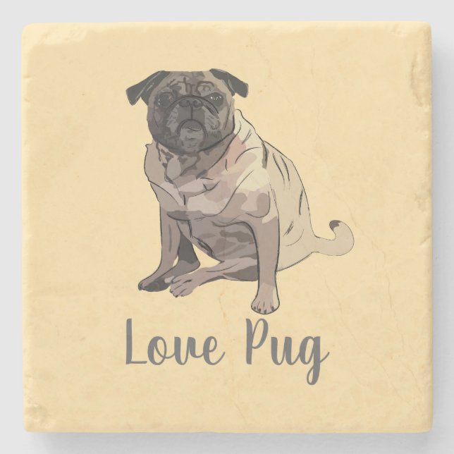 Dessous-de-verre En Pierre Pug d'amour (Devant)
