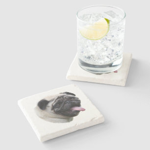 Dessous-de-verre En Pierre Pug dog pet photo