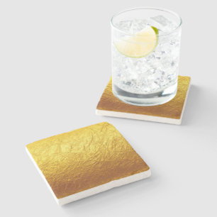Dessous-de-verre En Pierre PURE GOLD Paper Motif + votre texte / image